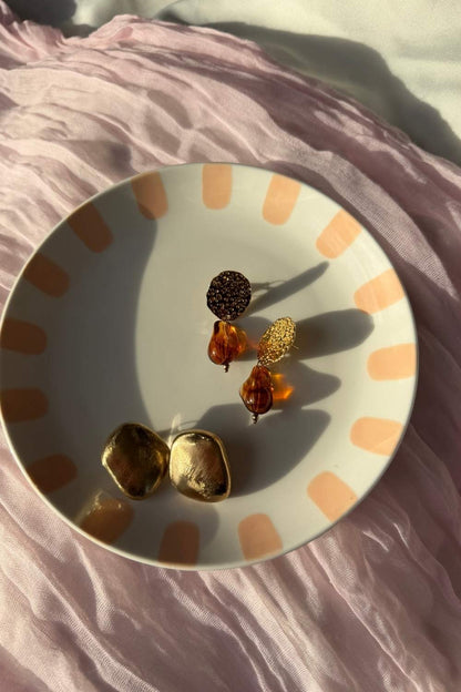 Amber drop oorbellen | Goud