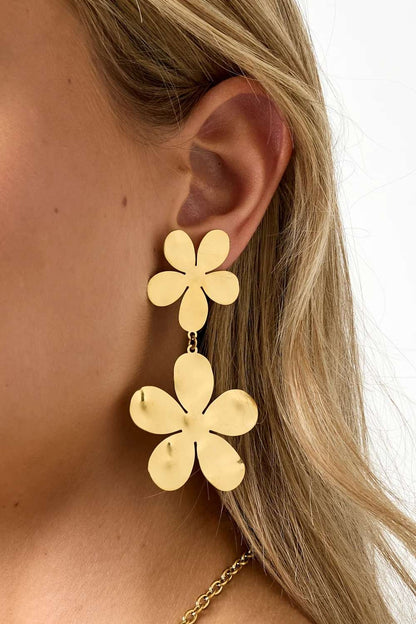 Golden flower oorbellen | Goud