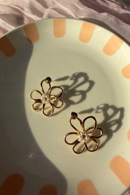 Golden bloom oorbellen | Goud