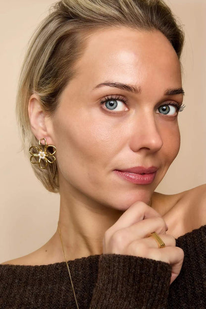 Golden bloom oorbellen | Goud