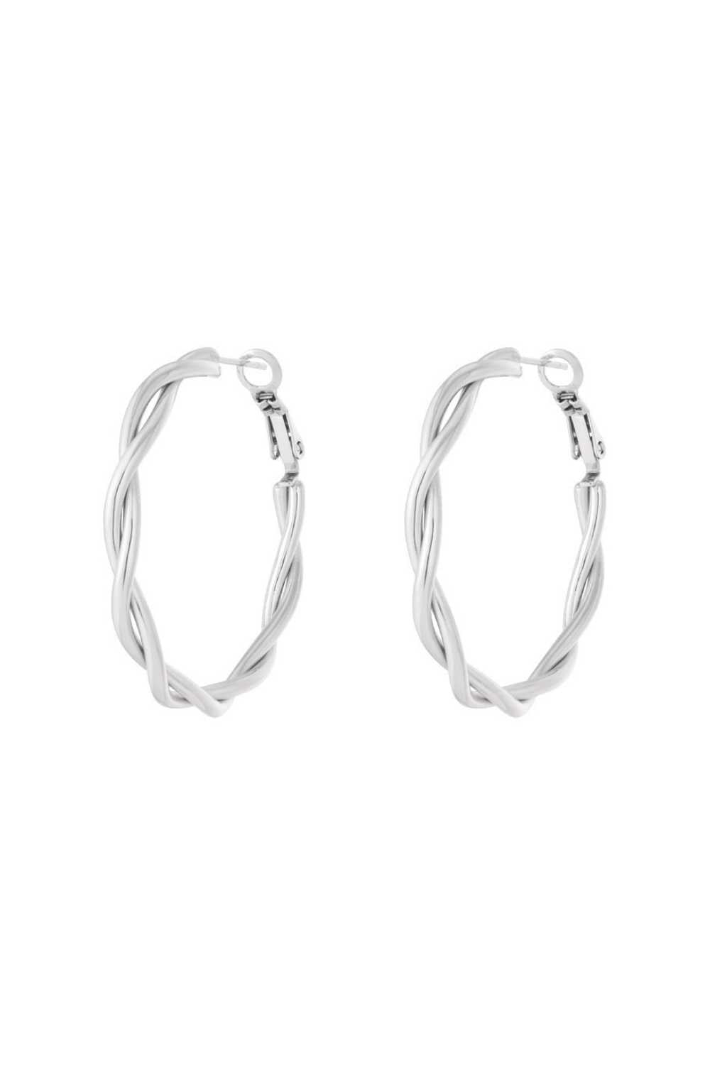 Gevlochten hoops oorbellen | Zilver