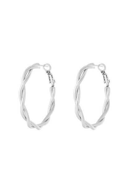 Gevlochten hoops oorbellen | Zilver