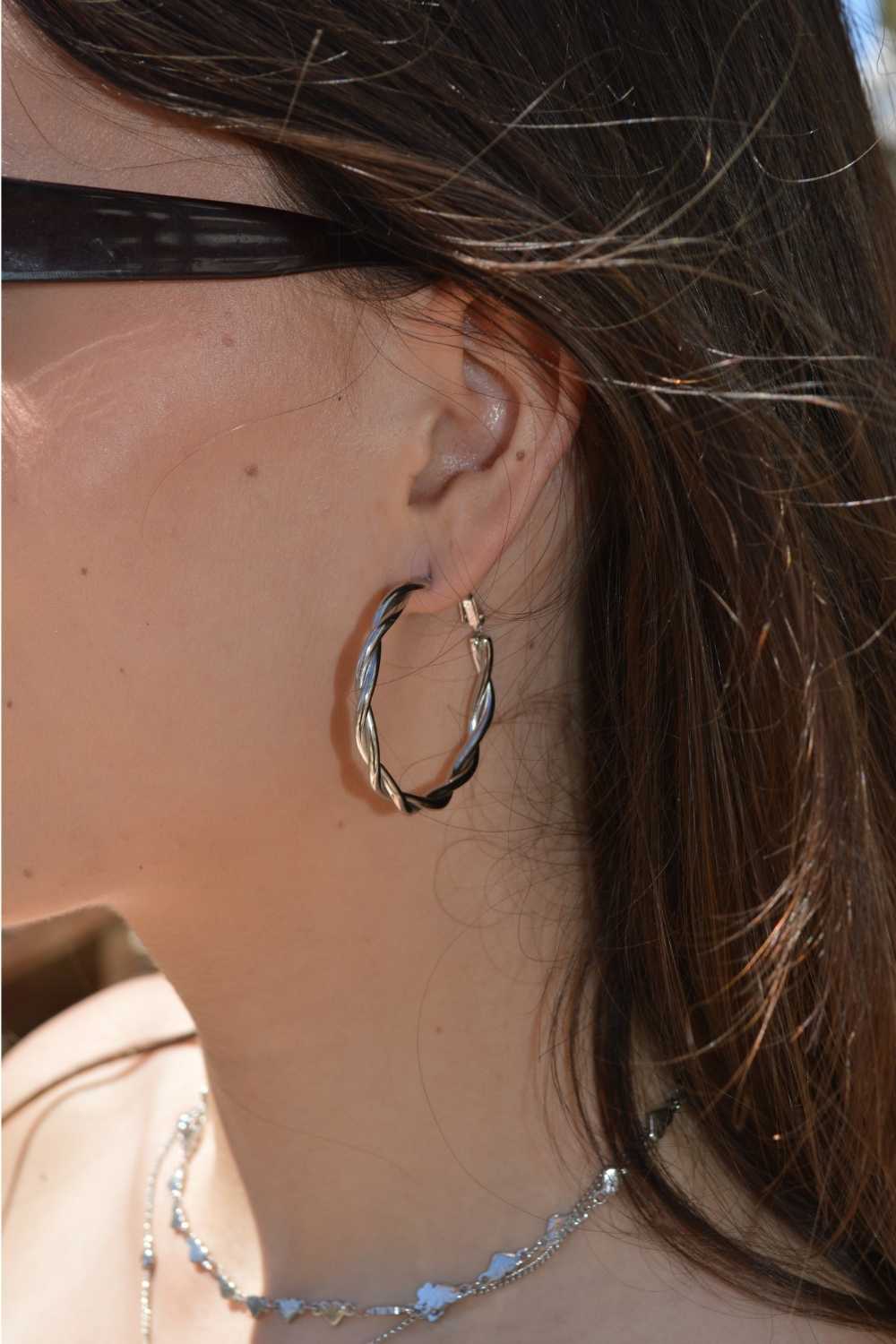 Gevlochten hoops oorbellen | Zilver