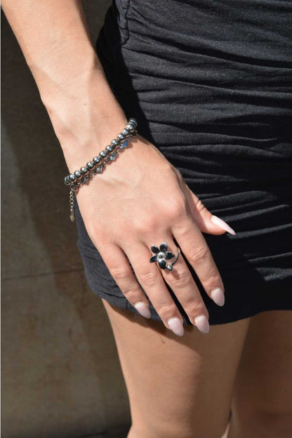 Ring met bloem | Zilver