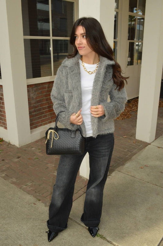 Soft faux fur jas | Grijs