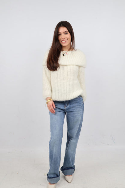Off-shoulder trui | Wit