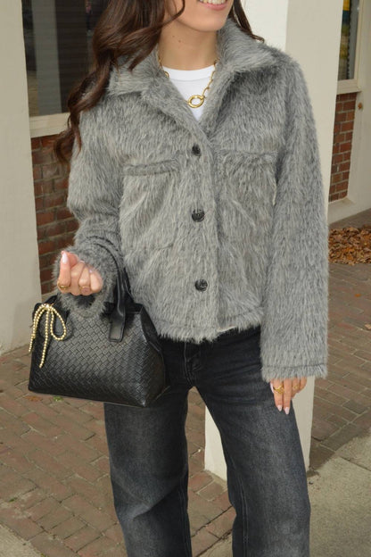 Soft faux fur jas | Grijs