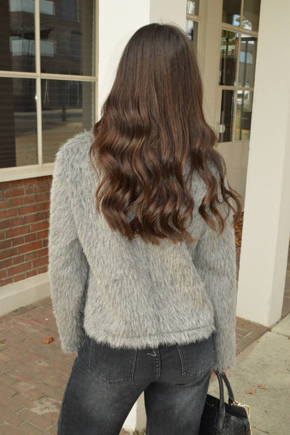 Soft faux fur jas | Grijs