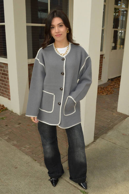 Cozy Contrast Jas | Grijs