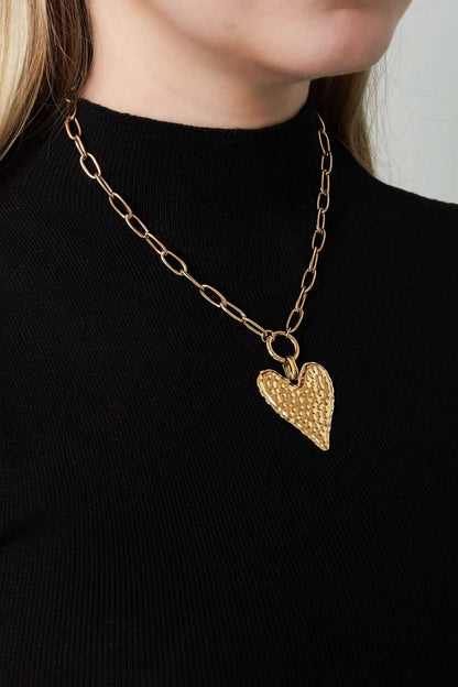 Big heart ketting | Goud