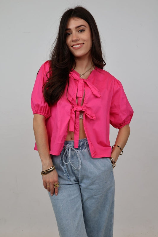 Strikblouse | Roze