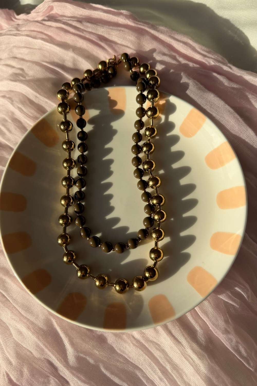 Golden bead duo ketting | Goud en bruin