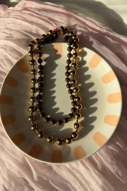 Golden bead duo ketting | Goud en bruin