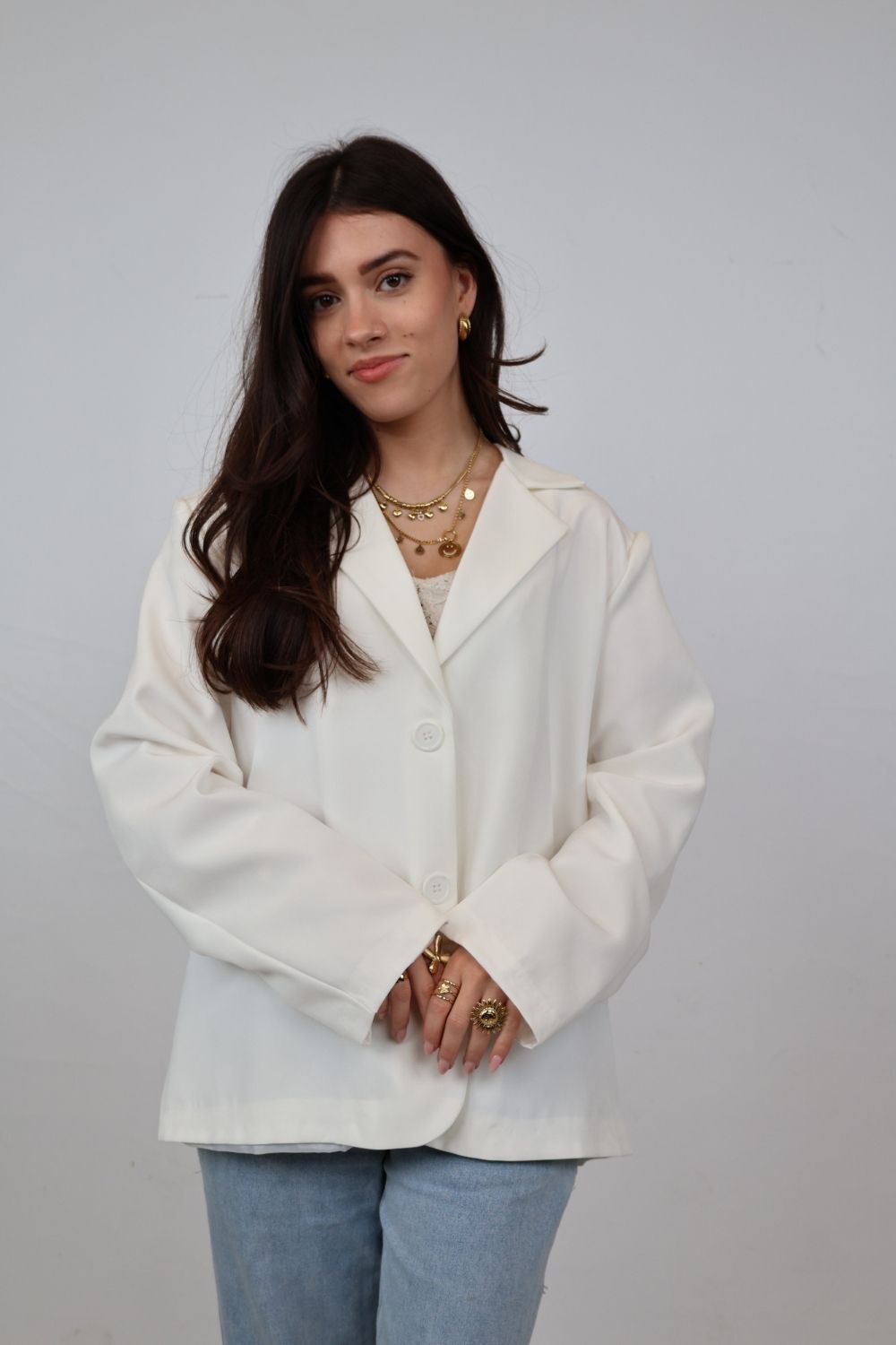 Blazer met split | Wit