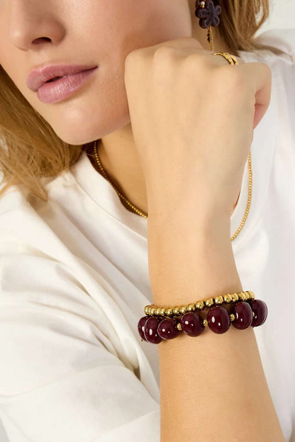 Iconic beads armband | Bordeaux