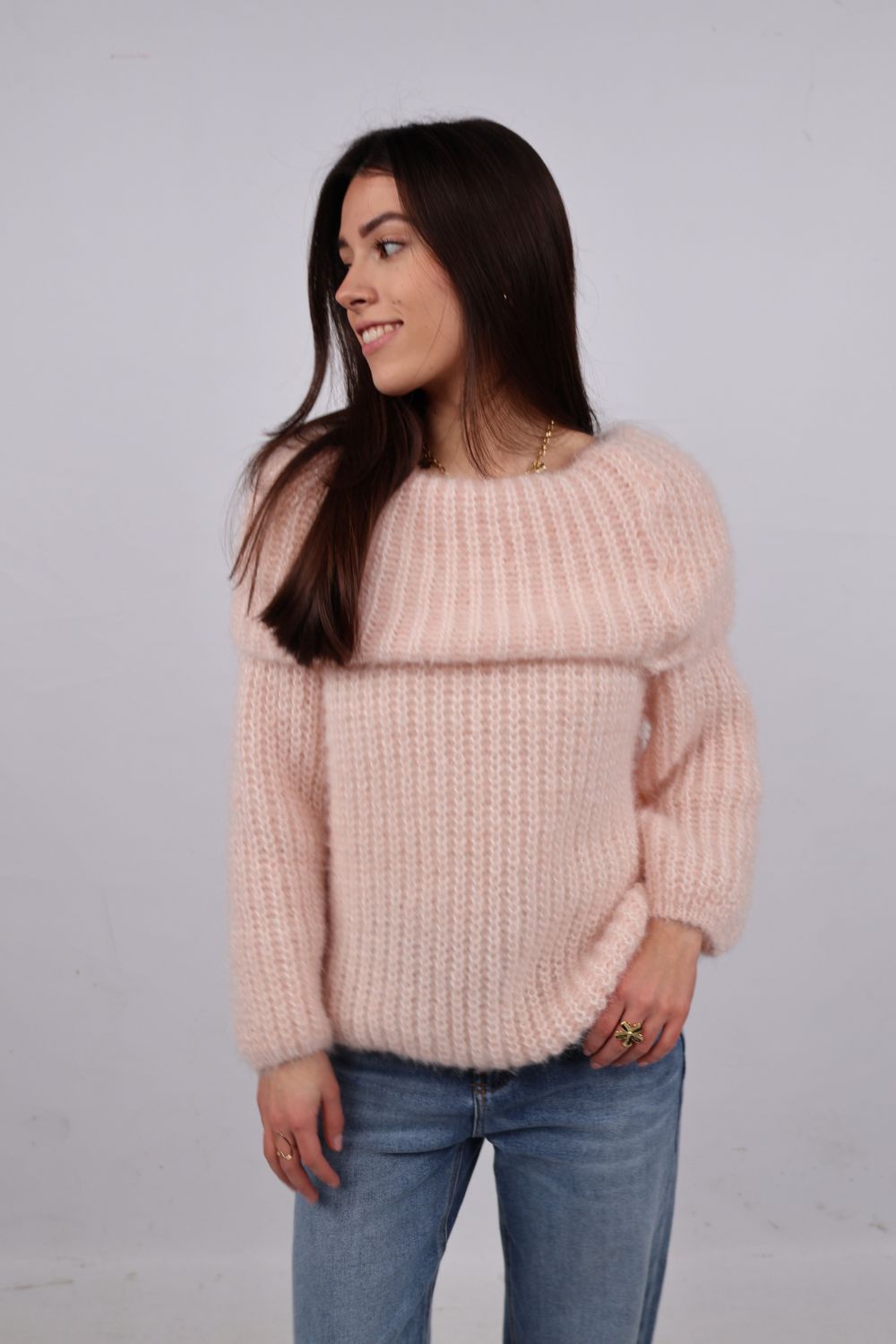 Off-shoulder trui | Roze