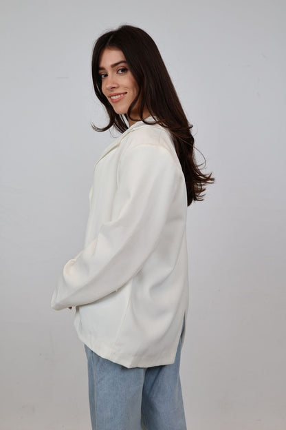 Blazer met split | Wit