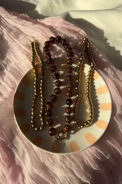 Statement beads ketting | Goud