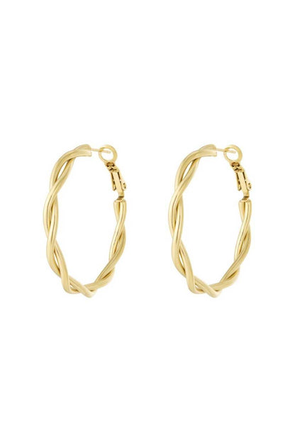 Gevlochten hoops oorbellen | Goud