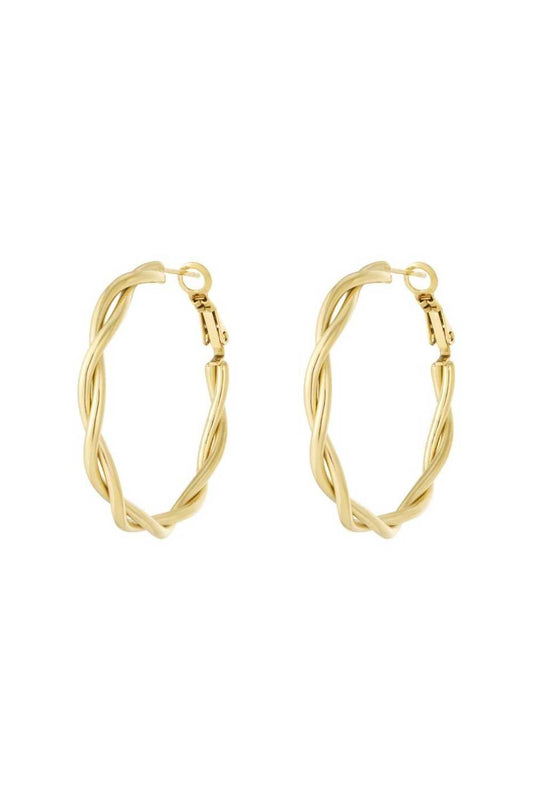 Gevlochten hoops oorbellen | Goud
