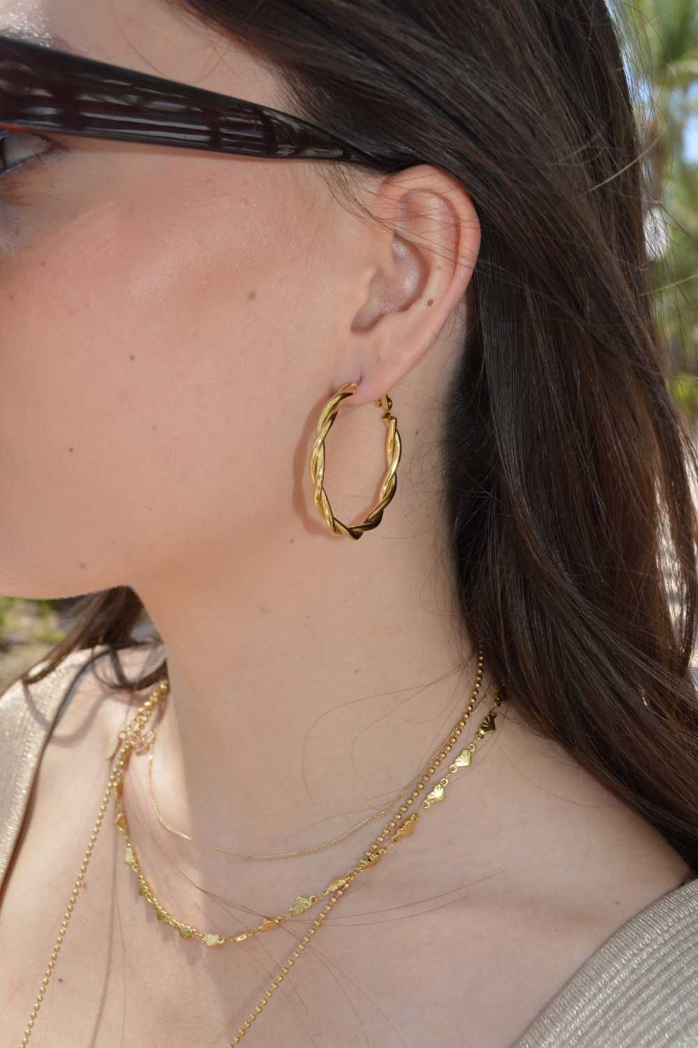 Gevlochten hoops oorbellen | Goud