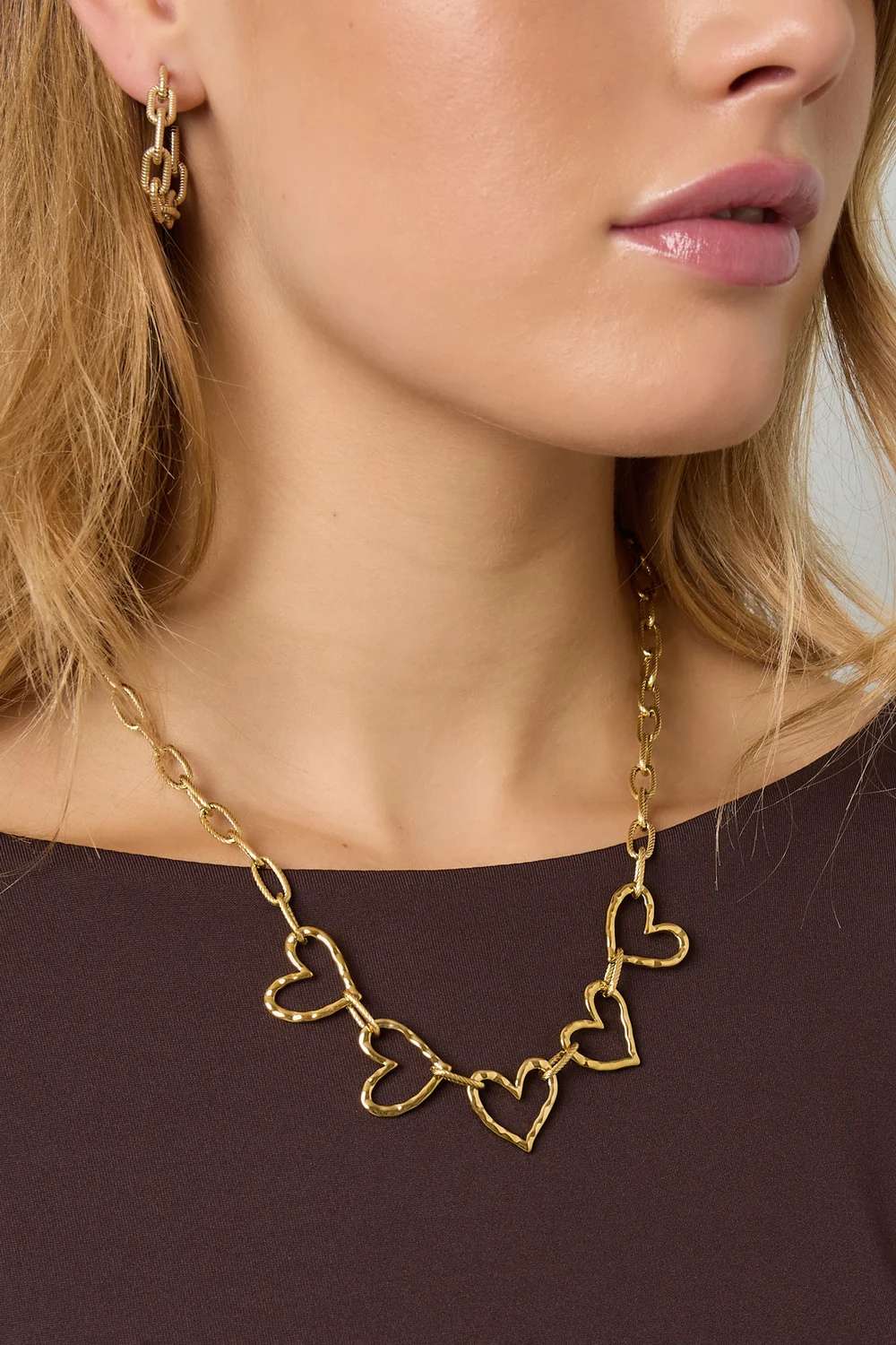 Open heart chain ketting | Goud