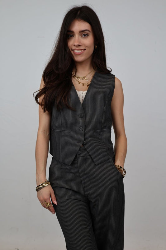 Gestreepte gilet | Donkergrijs