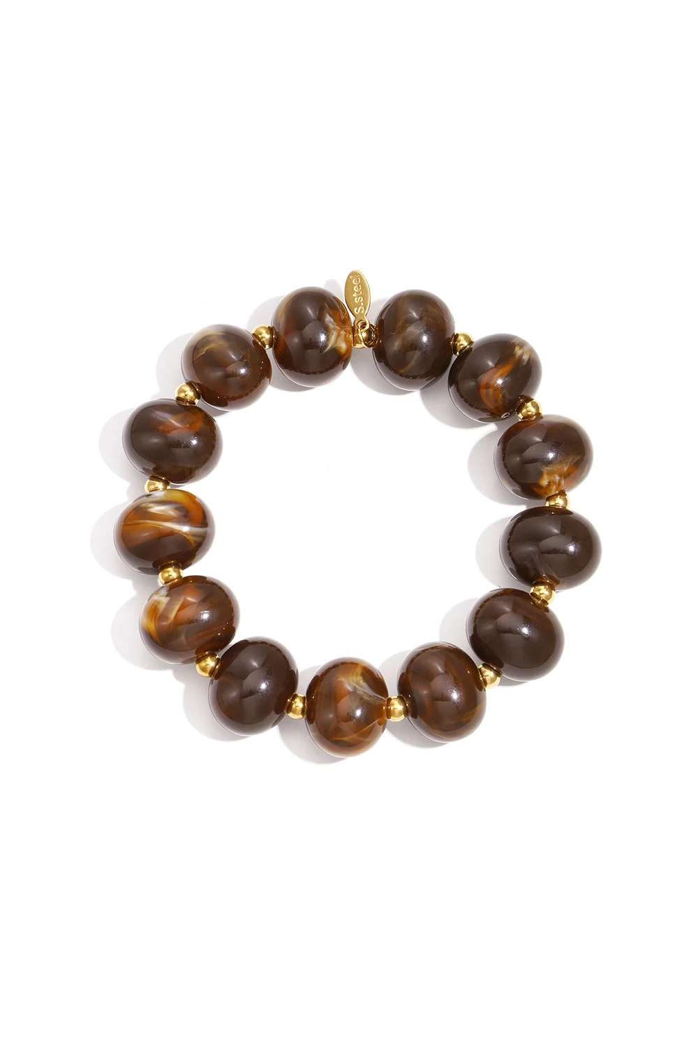 Iconic beads armband | Bruin