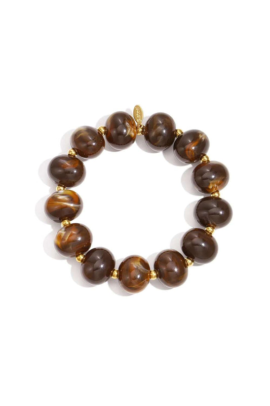 Iconic beads armband | Bruin