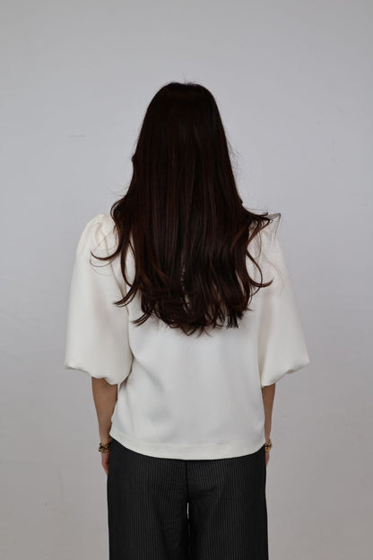 Blazer met strikceintuur | Wit