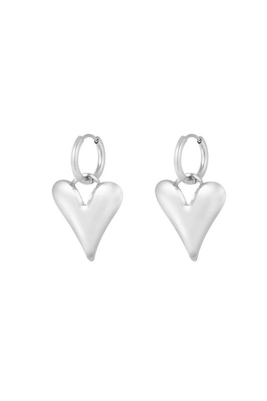 Big heart oorbellen - zilver