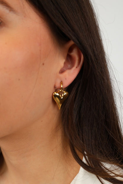 Big heart oorbellen - Goud