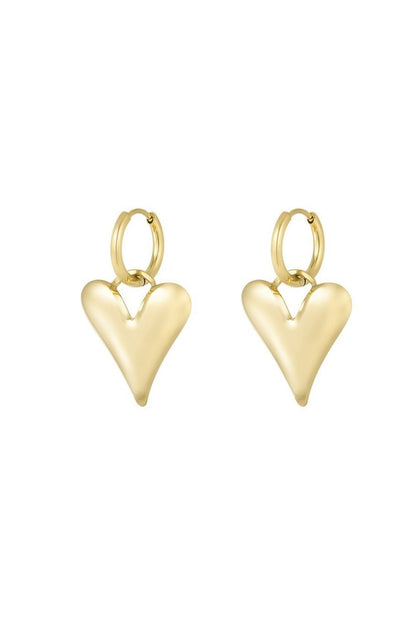 Big heart oorbellen - Goud