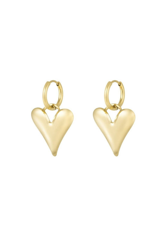 Big heart oorbellen - Goud