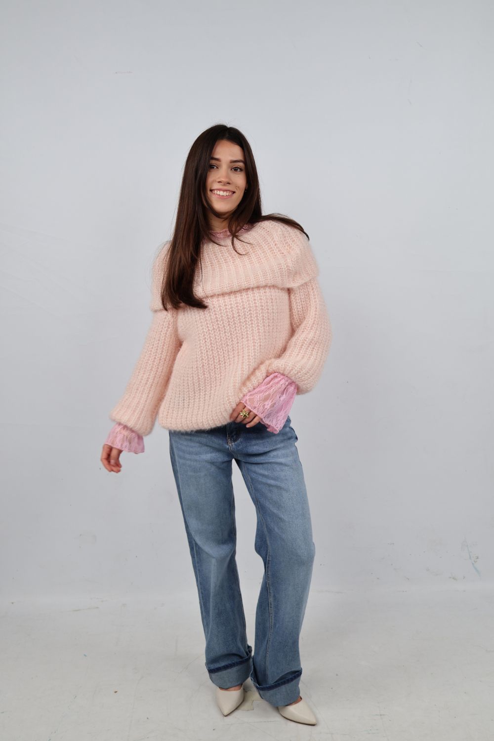 Off-shoulder trui | Roze