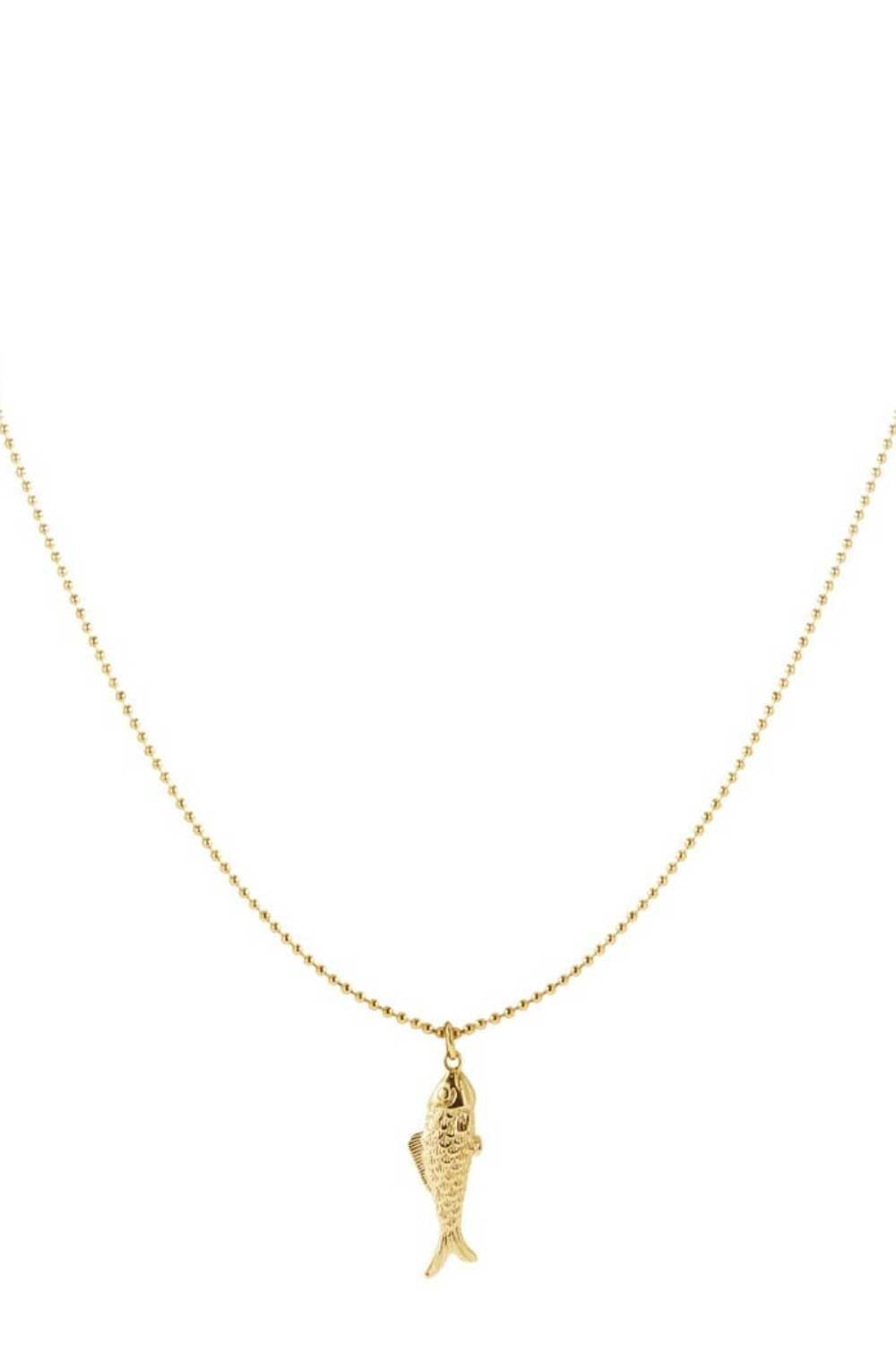 Fish charm ketting | Goud