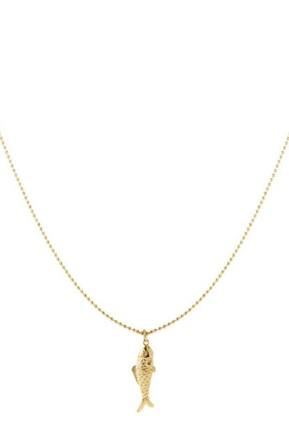 Fish charm ketting | Goud