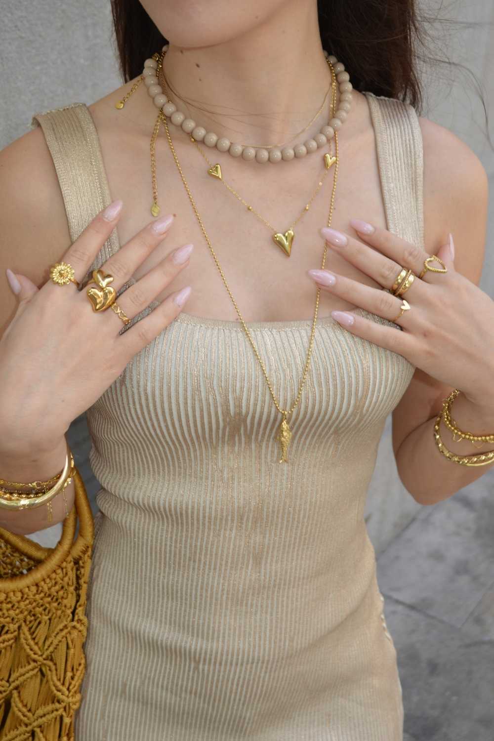 Fish charm ketting | Goud