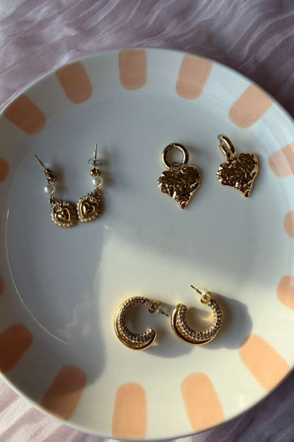 Royal heart drop oorbellen | Goud