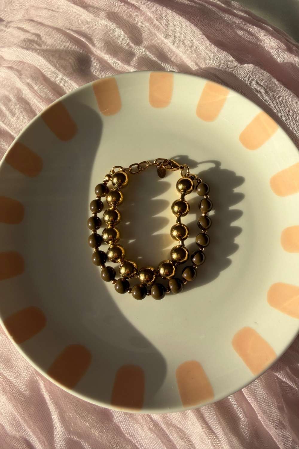 Golden beads duo armband | Goud en bruin