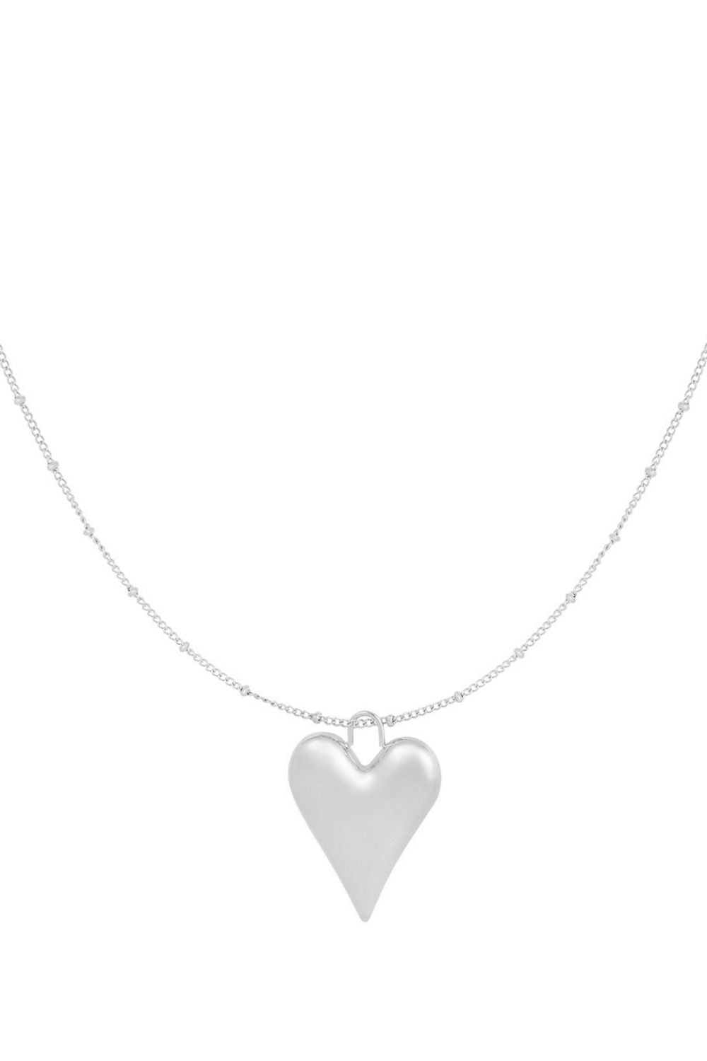Bold heart ketting - Zilver
