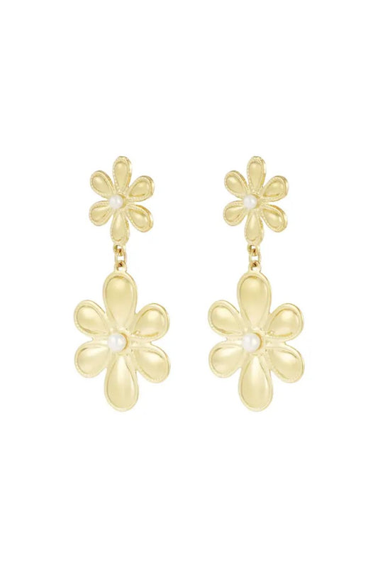 Trendy flower oorbellen | Goud