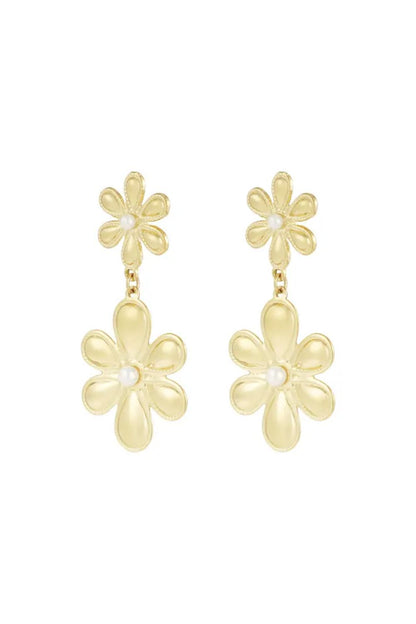 Trendy flower oorbellen | Goud