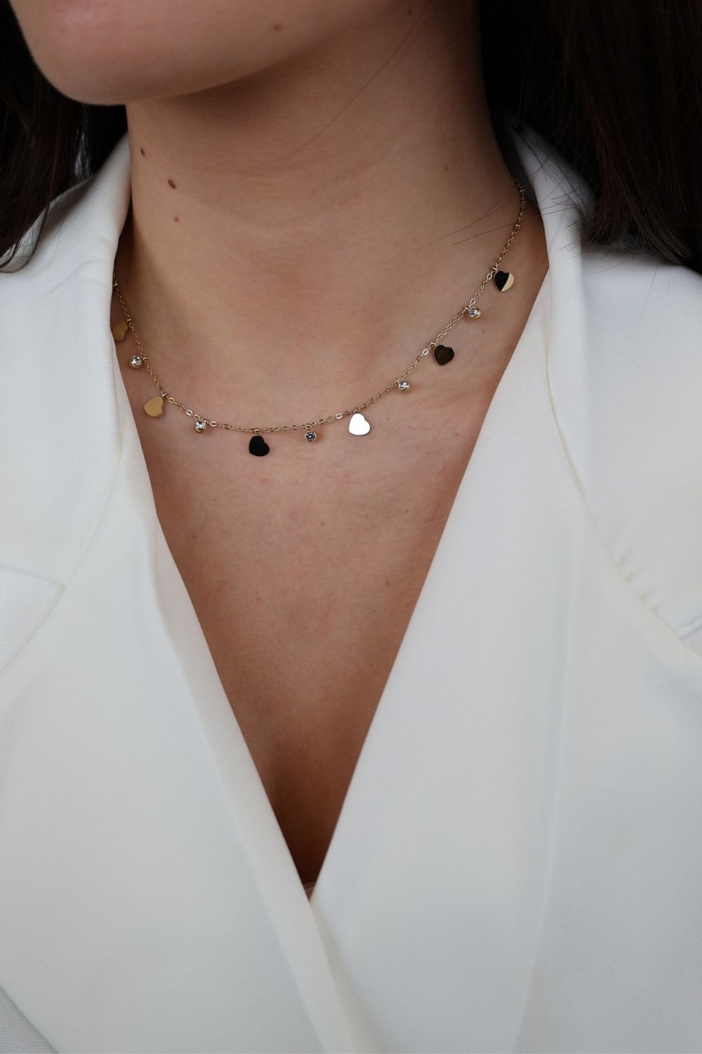Little hearts & charm ketting – Goud