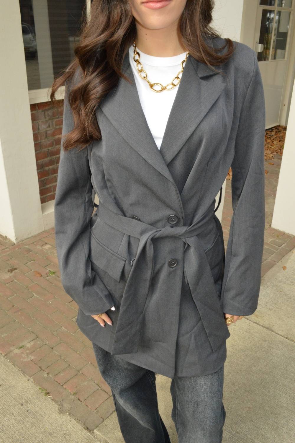 The Belted Blazer | Donkergrijs