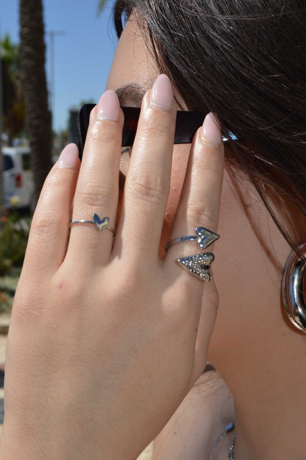 Double hearts ring | Zilver