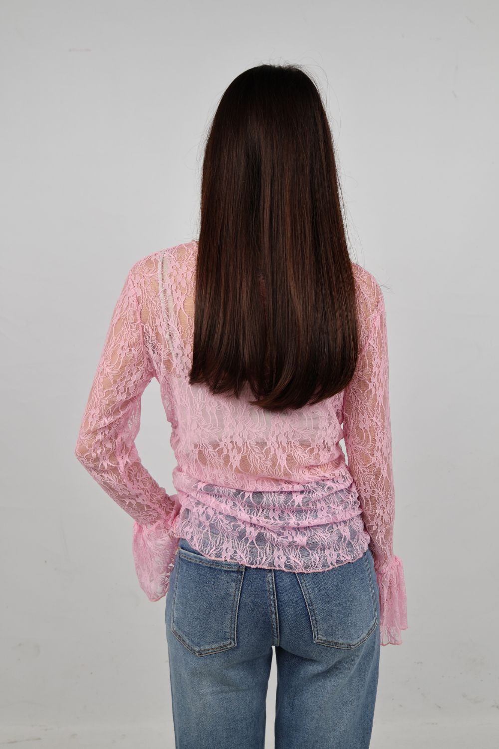 Kanten top | Roze