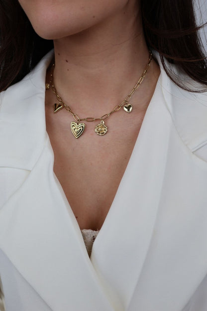 Trendy charm ketting – Goud