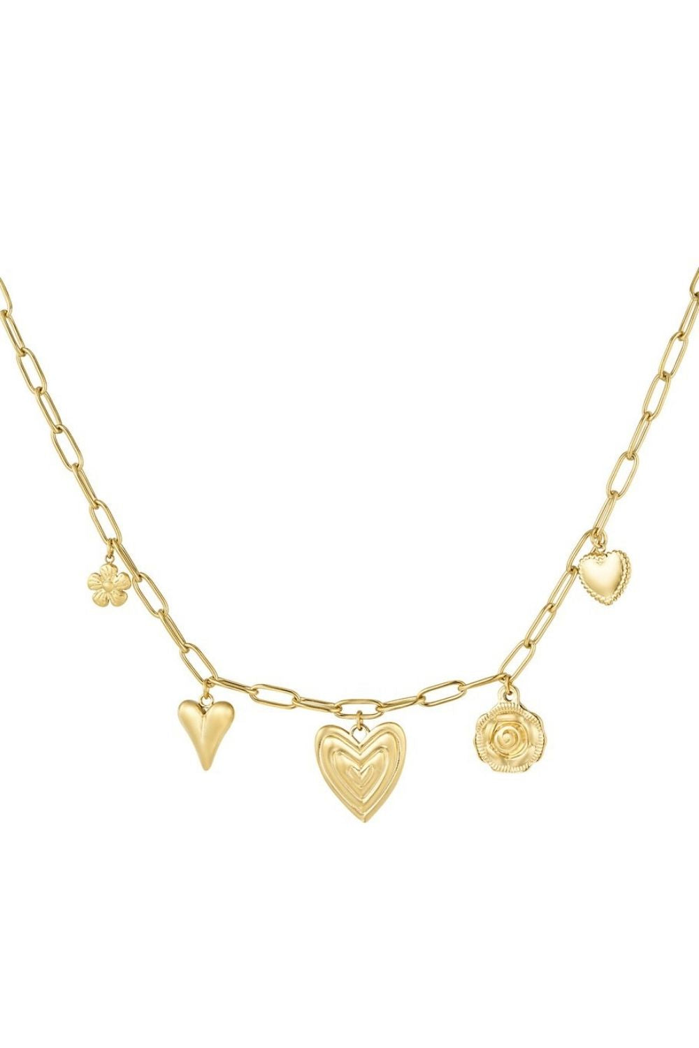Trendy charm ketting – Goud