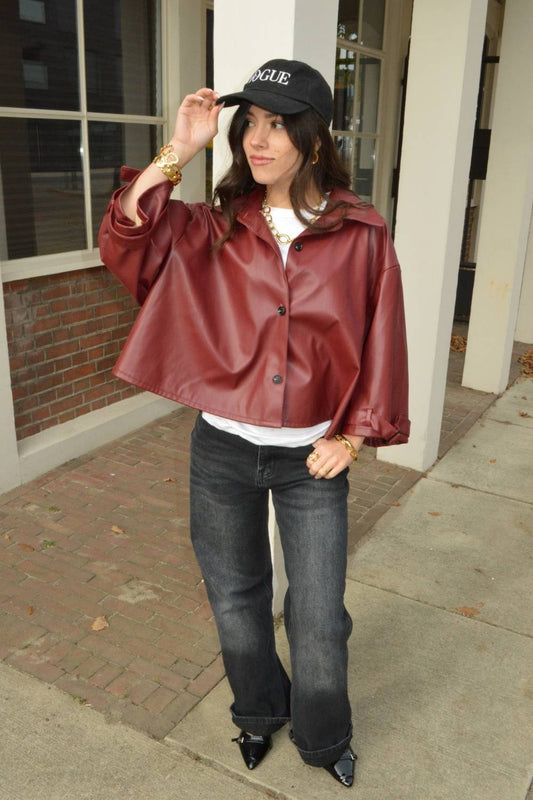 The Bold Faux Leather Jas | Bordeaux